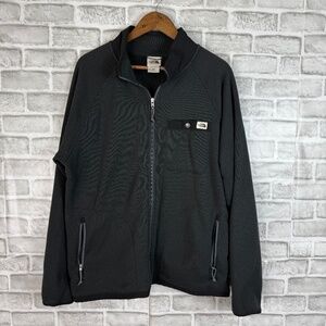 The North Face Gordon Lyons Solid Black Full Zip Fleece Jacket W/ PKTS Men LARGE